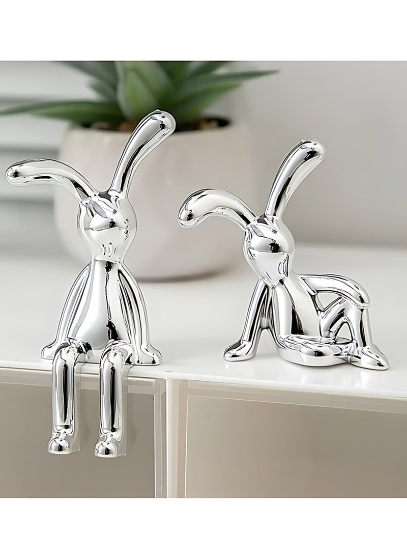 Set of 2 Rabbit Car Ornaments Light Luxury Ornaments Cute Car Interiors Car Decorations Creative Car Centre Console Jewelry - Image 2